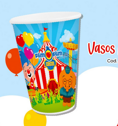 Vaso Payaso Plim Plim 9oz (x8u)