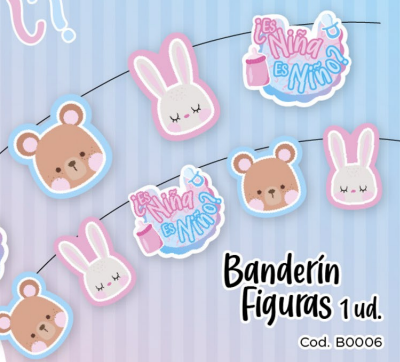 Banderín Figuras Gender Reveal