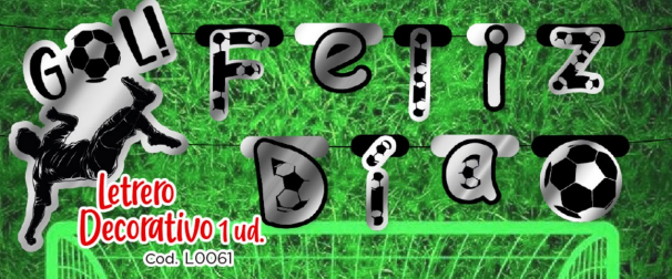 LETRERO FELIZ DIA METALIZADO FUTBOL