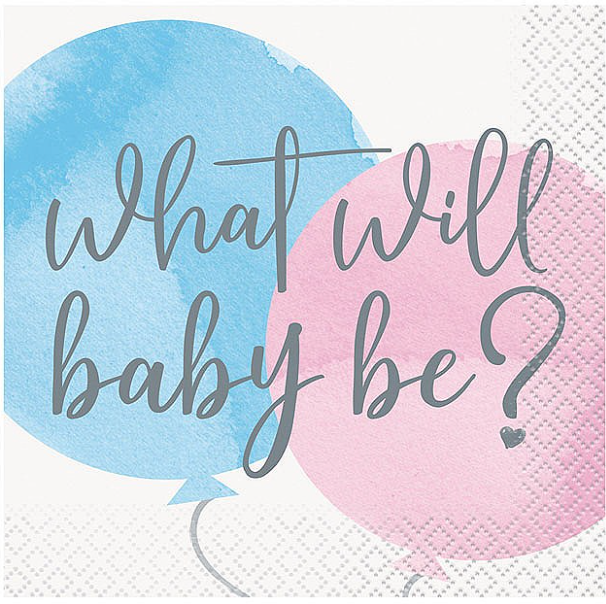 Gender Reveal Party Napkins (x16u)