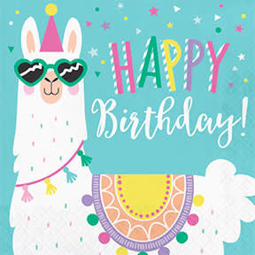 Llama Party Servilletas Feliz Cumpleaños