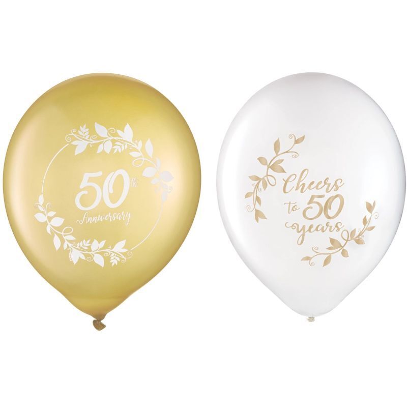 Globos de Látex 12" Happy 50th Anniversary