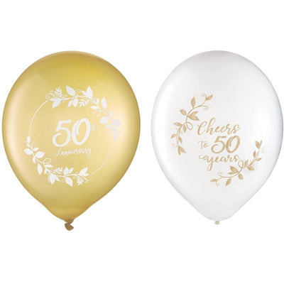 Globos de Látex 12" Happy 50th Anniversary