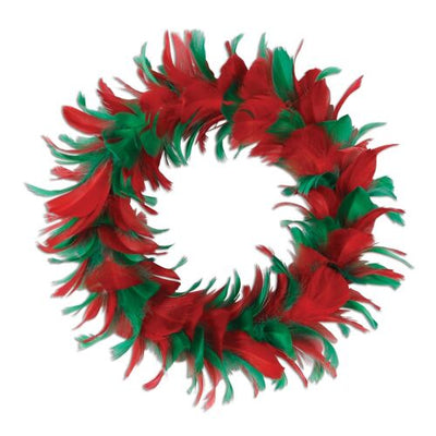 Corona de Plumas Verde y Rojo