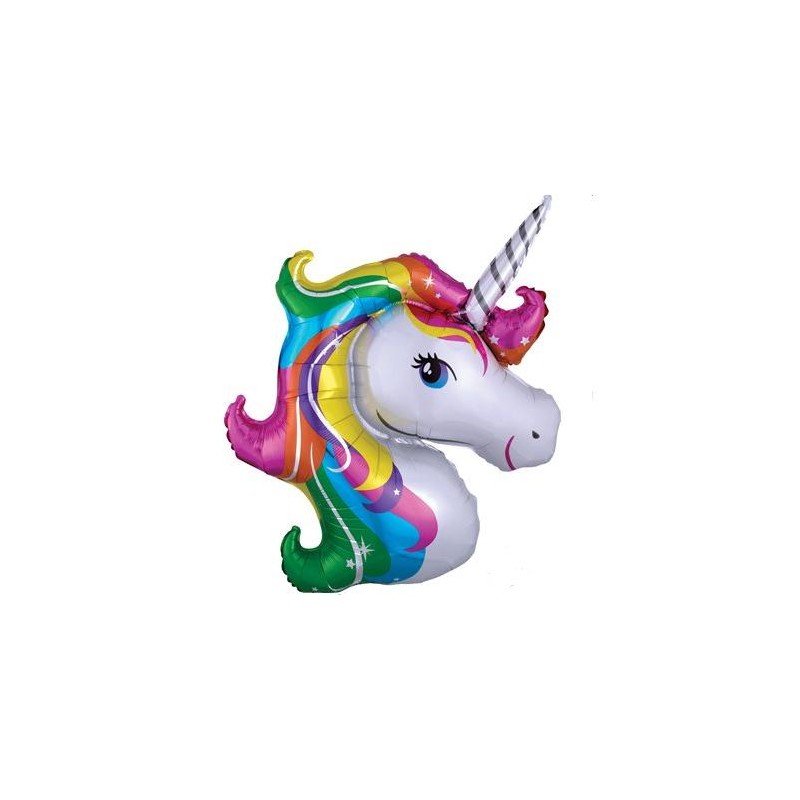 Globo Metalizado Grande Forma Unicornio Arcoíris