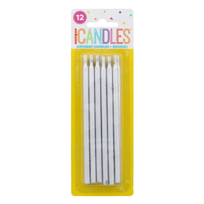 Bday Candles Silver Metallic
