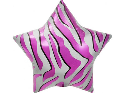 22" Foil Balloon Pink Zebra Stripe