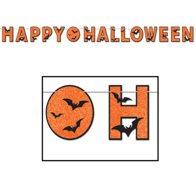 Glittered Happy Halloween Streamer 8½" x 11' (x1u)