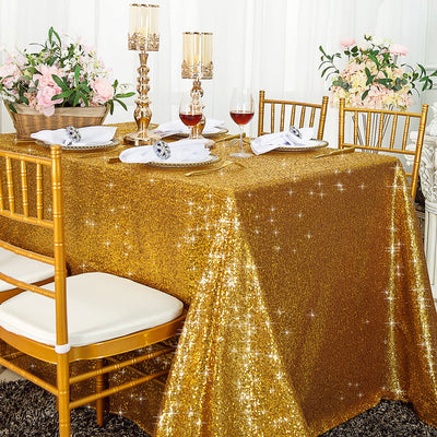 Mantel Sequin Rectangular 90" x 132" - Gold