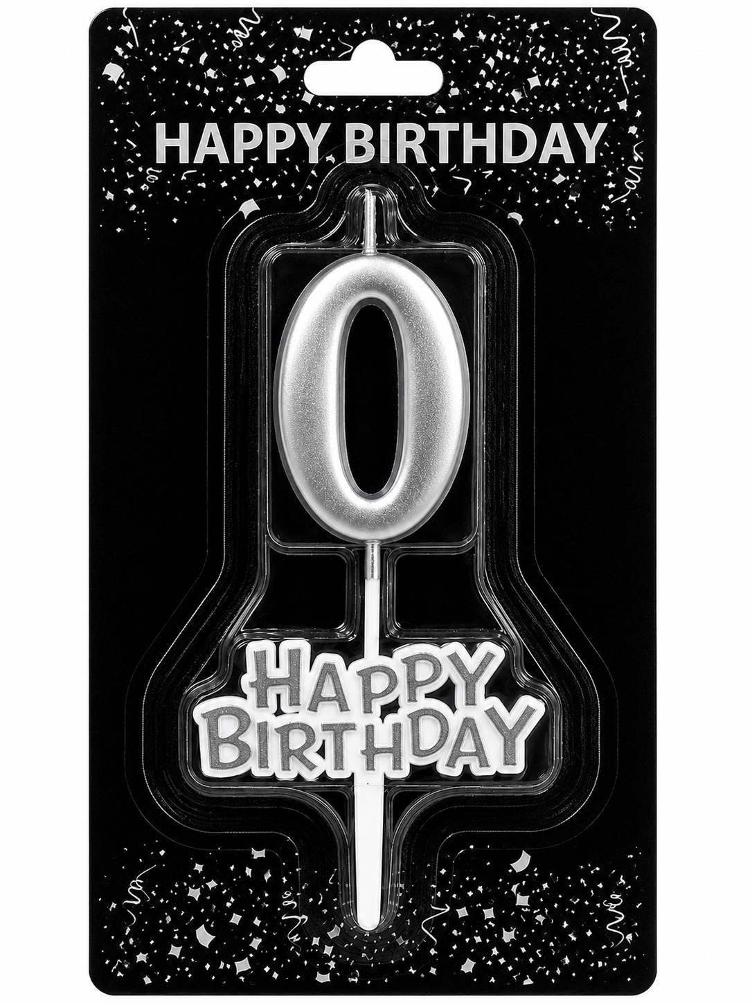 Happy Birthday Candle with Numbers Silver and Gold