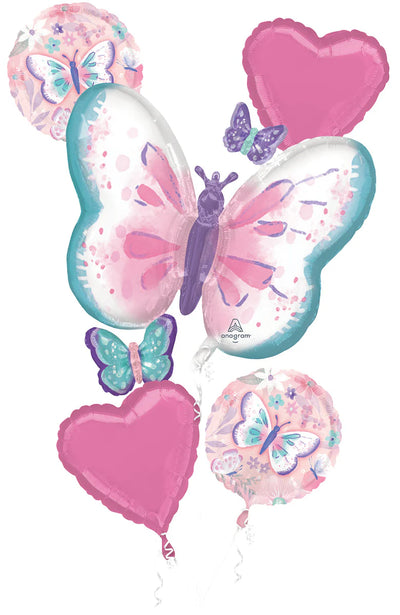 Bouquet Flutters Happy Birthday Foil Balloons