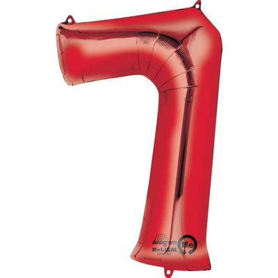 Number #7 Supershape Balloon 34" Metallic Red