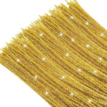 Chenille Stem Metallic Gold 12”x25pcs