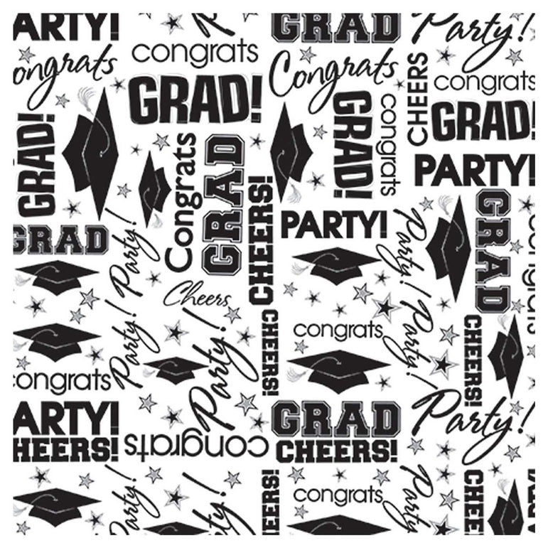 Graduation Black & White Wrapping Tissue Paper 8pcs