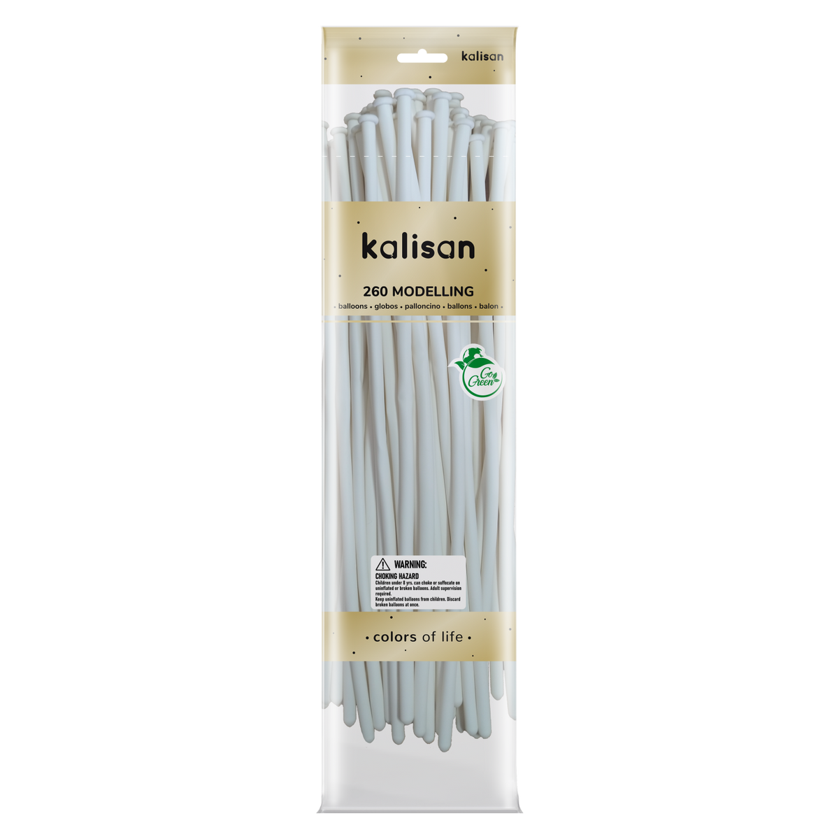 Kalisan Balloons 260K Nozzle Up White 100ct