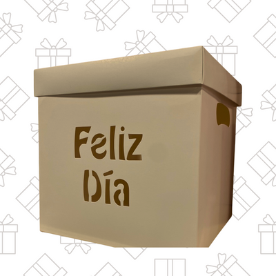 Caja Empaque Regalo con Tapa FELIZ DIA (KRAFT) Eco Amigable Granel
