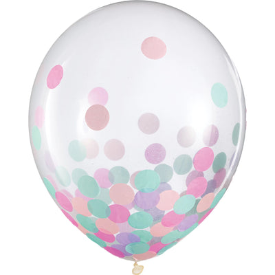 Latex Balloons w/ Confetti, 12" - "Girl"