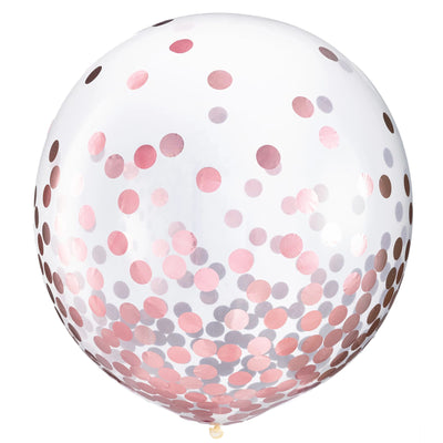 Latex Balloons w/ Confetti, 24" -New Pink Foil