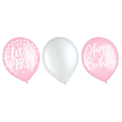 Blush Birthday Latex Balloons 12" (x15u)