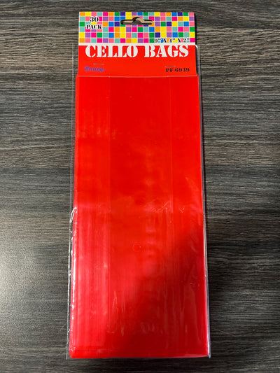 Cello bags Red 9”x 4” x 2”