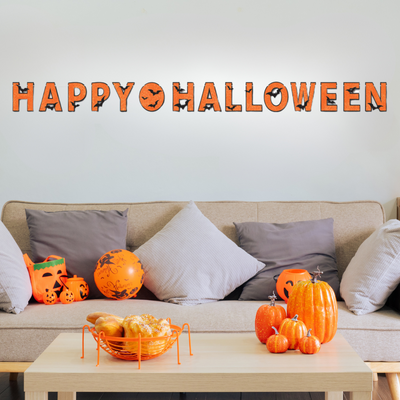 Glittered Happy Halloween Streamer 8½" x 11' (x1u)