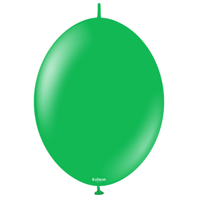12" Kalisan Brand Linking Latex Balloons K-Link Standard Green (50 Per Bag)
