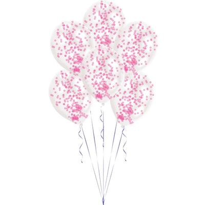 Confetti Balloons 12" Pink (x6u)