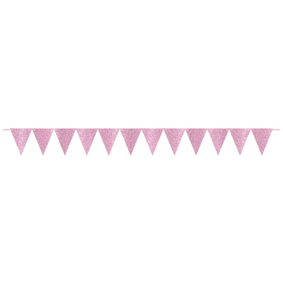 Large Paper Pennant Banner - Sparkle Light Pink