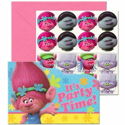 Invitaciones Trolls It's Party TIme (8 unidades)