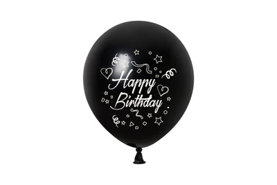 Black Bday Printed Latex Balloon 12" (x50u)