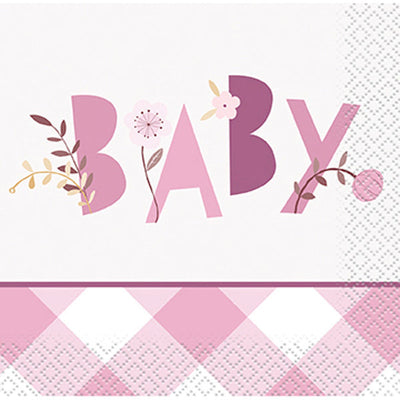 Baby Pink Beverage Napkins (x16u)