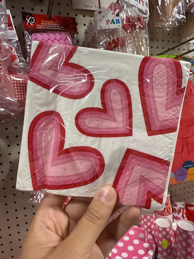 Retro Valentine Hearts Napkins (16pcs)