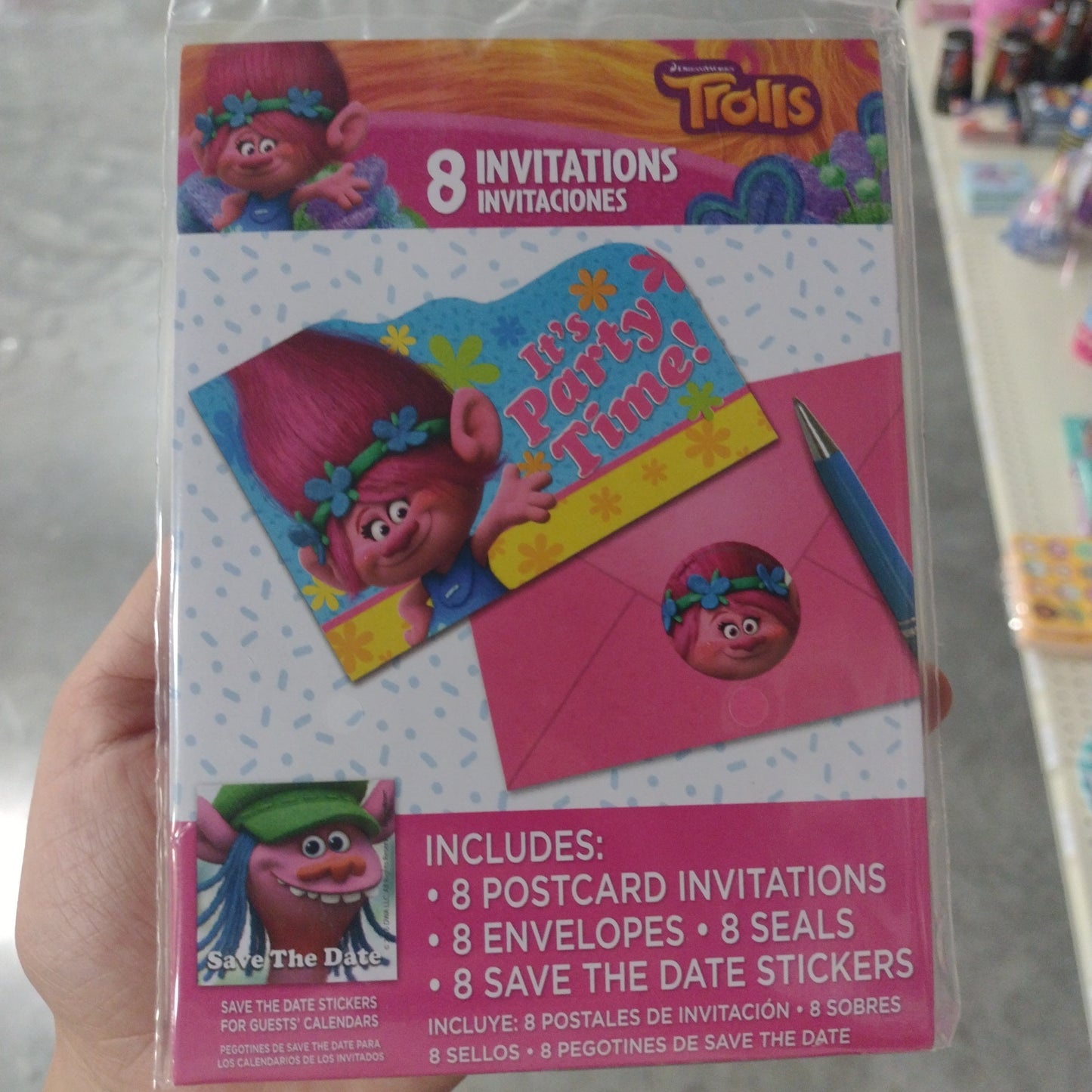 Invitaciones Trolls It's Party TIme (8 unidades)