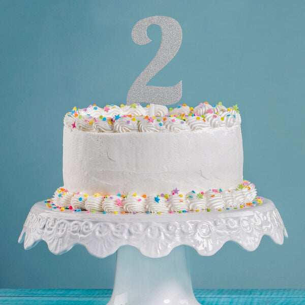 Glittered Stick Numbers Silver (x4u)