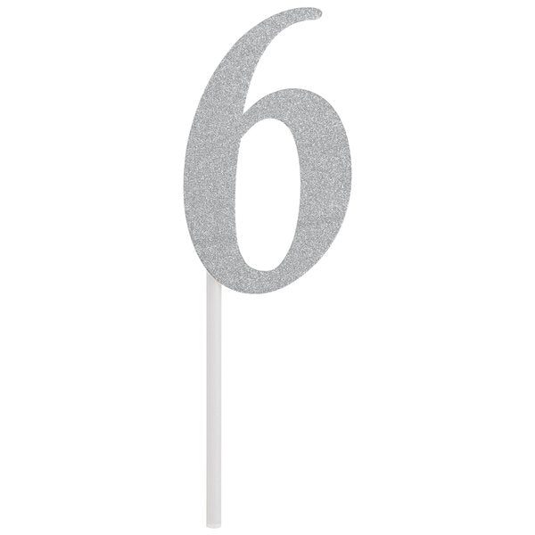 Glittered Stick Numbers Silver (x4u)