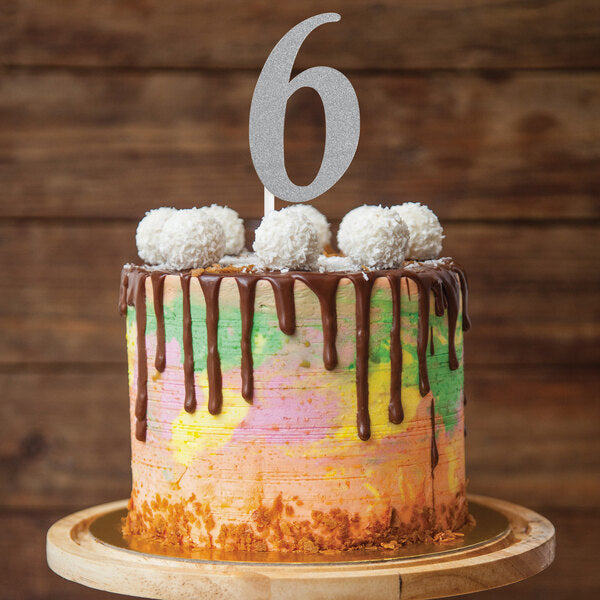 Glittered Stick Numbers Silver (x4u)