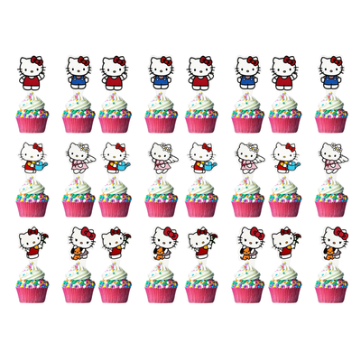 Hello Kitty Photo Cupcake Toppers (x24u)