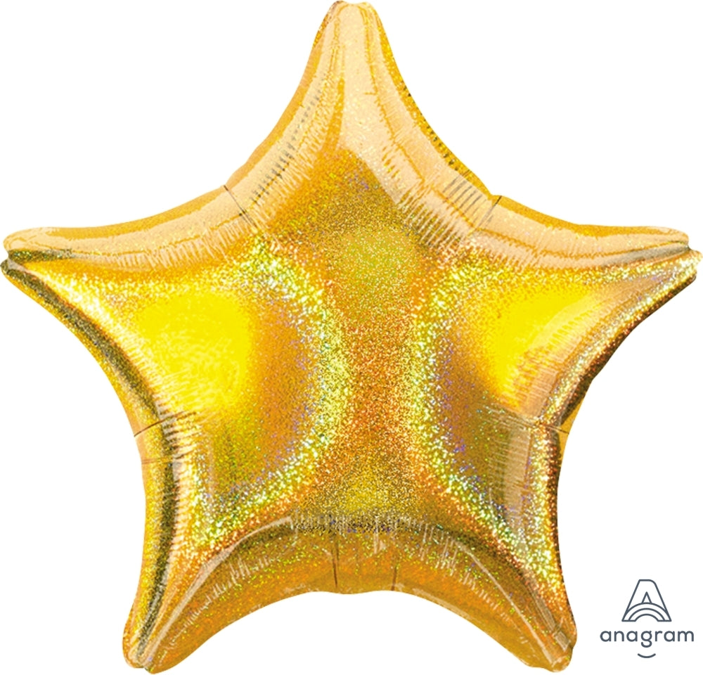 Star Gold Holographic Foil Balloon 22"