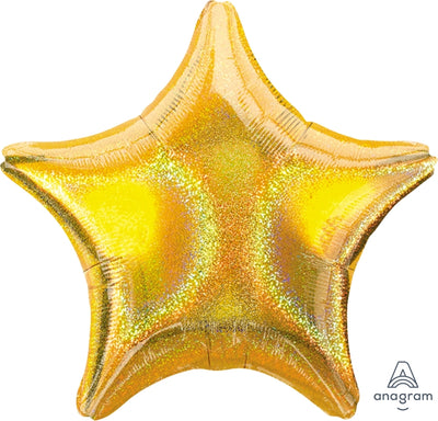 Star Gold Holographic Foil Balloon 22"