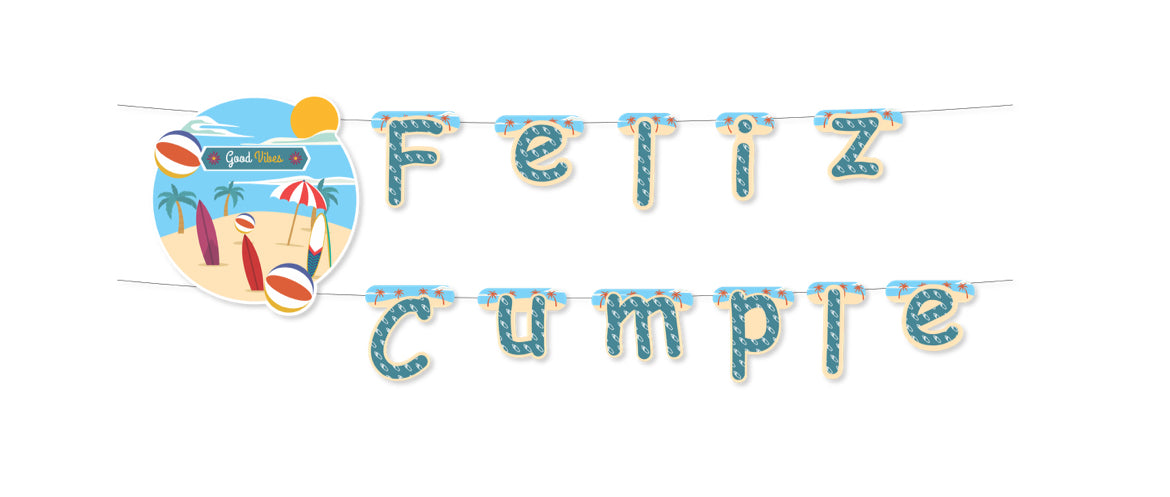 Letrero Surf "Feliz Cumple" (x1u)