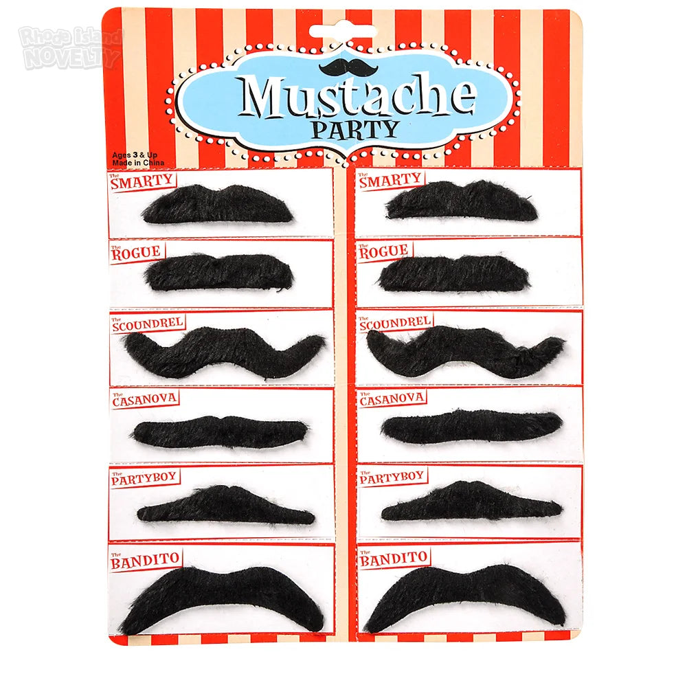 Set de bigotes divertidos para disfraz – 12 piezas