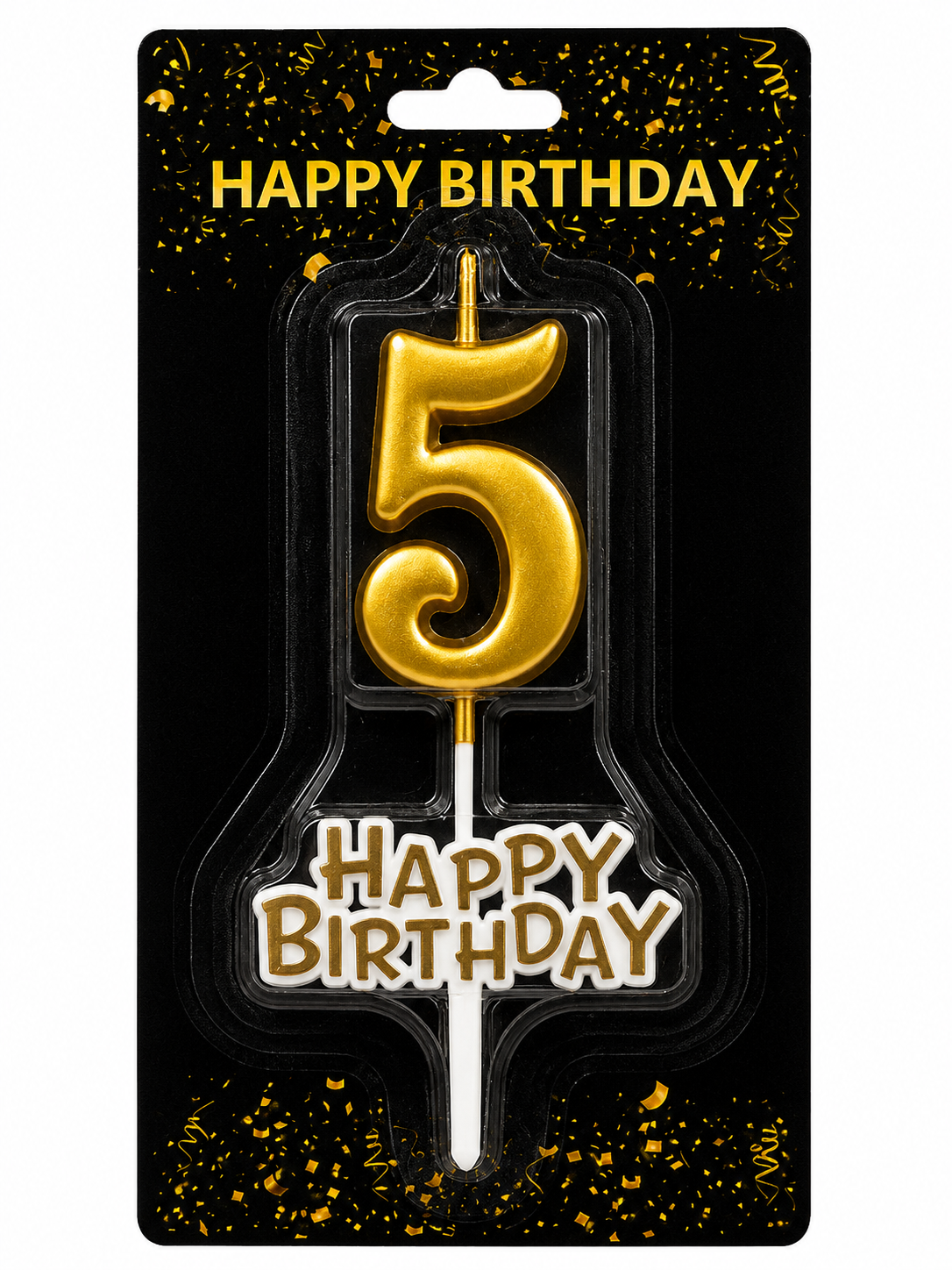 Happy Birthday Candle with Numbers Silver and Gold