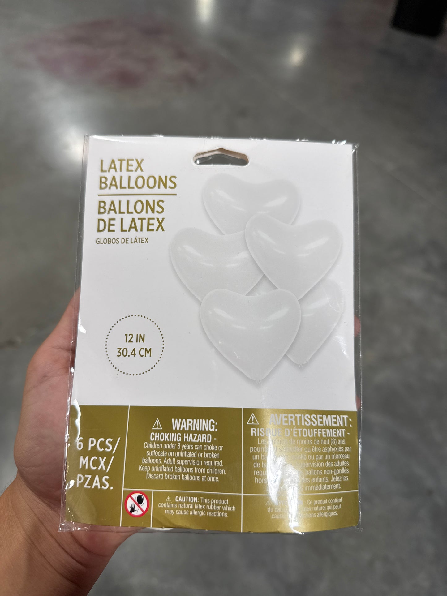 Globo Látex Corazón Blanco 11" (x6u)