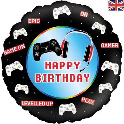 18" Galaxy Controller Birthday Holographic Oaktree Foil Balloon