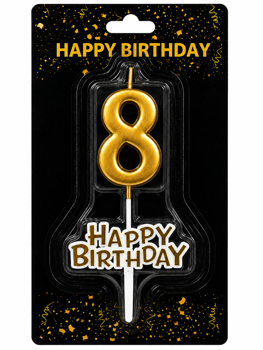 Happy Birthday Candle with Numbers Silver and Gold