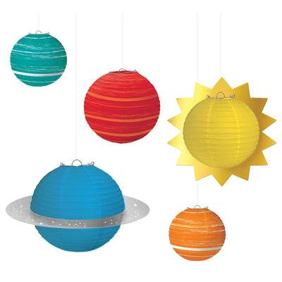 Space Blast Off Birthday Planet Paper Lanterns 5pcs