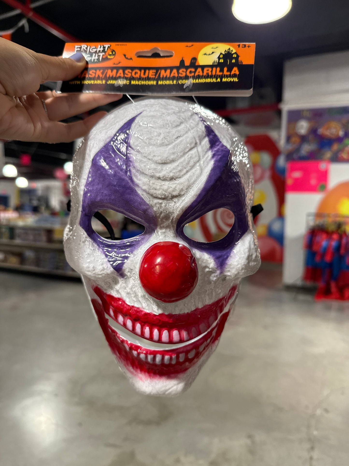 Máscara Clown Creepy PVC 9.75x7" con Mandíbula Movible 2 Estilos