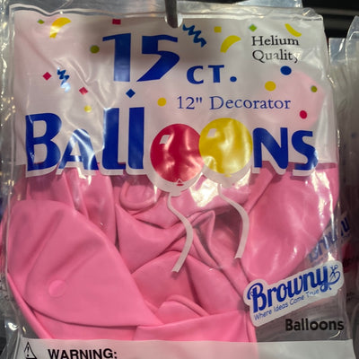 Browny Latex Balloons 12" Light Pink 15pcs