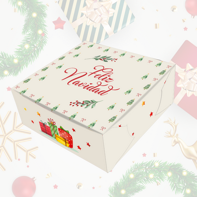 Caja Empaque PEQUEÑA Feliz Navidad Arbolitos