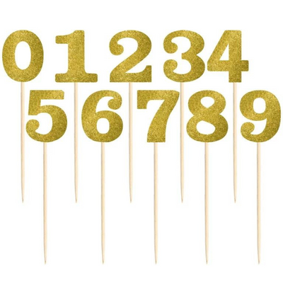 Glittered Stick Numbers Gold (x4u)